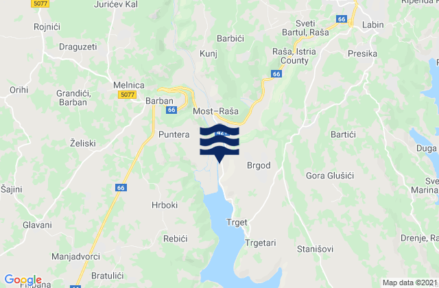 Mappa delle Getijden in Raša, Croatia