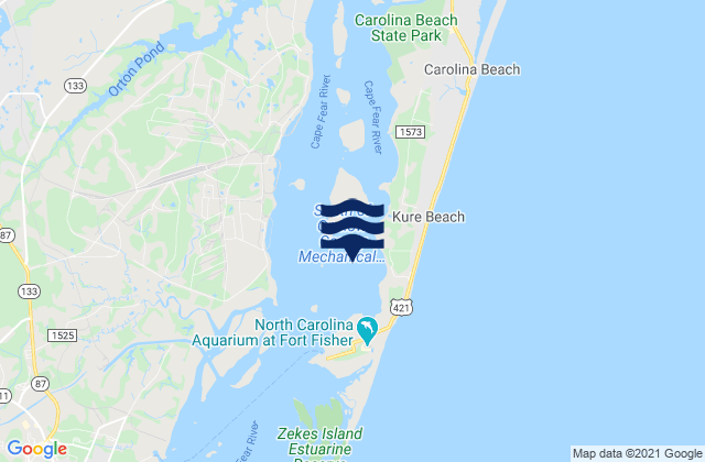 Mappa delle Getijden in Reaves Point Channel, United States