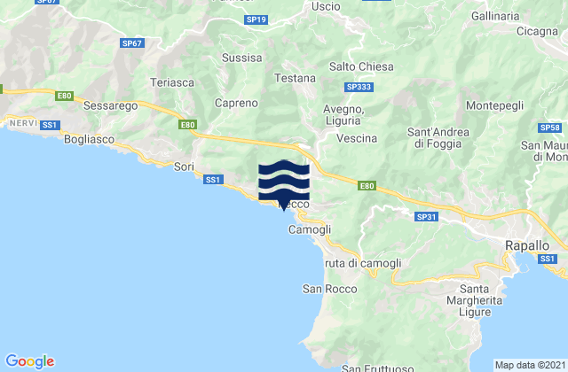 Mappa delle Getijden in Recco, Italy