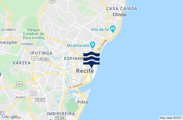 Mappa delle Getijden in Recife, Brazil