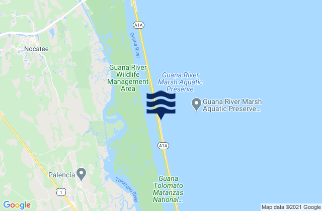 Mappa delle Getijden in Red Bay Point St Johns River, United States