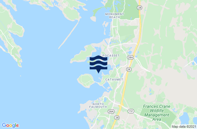 Mappa delle Getijden in Red Brook Harbor, United States