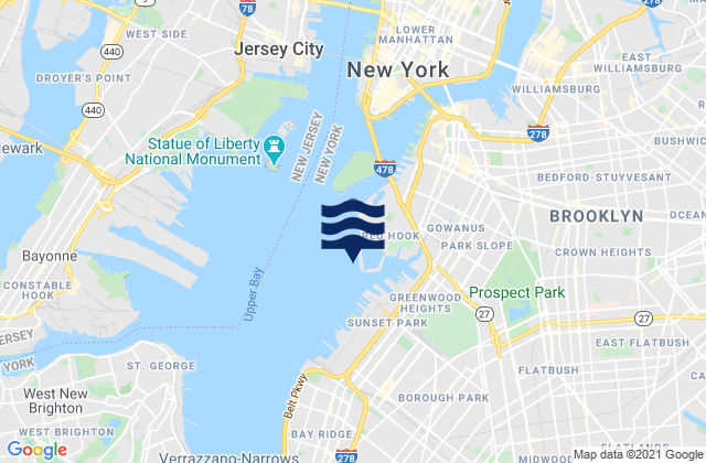 Mappa delle Getijden in Red Hook Channel, United States