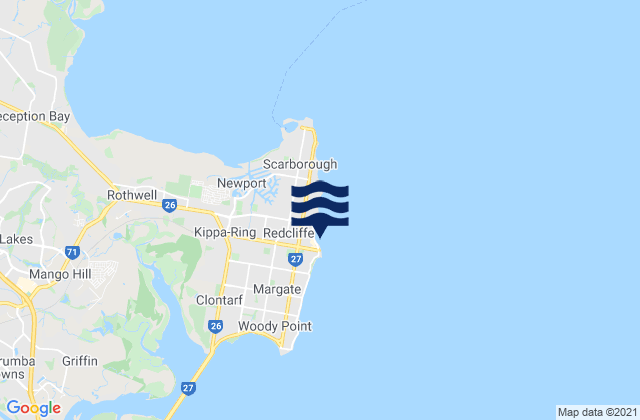 Mappa delle Getijden in Redcliffe Beach, Australia