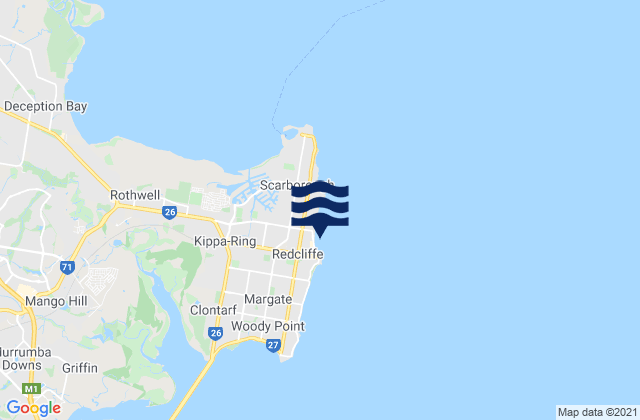 Mappa delle Getijden in Redcliffe, Australia