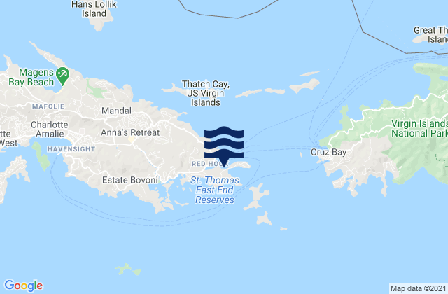 Mappa delle Getijden in Redhook Bay (Saint Thomas), U.S. Virgin Islands