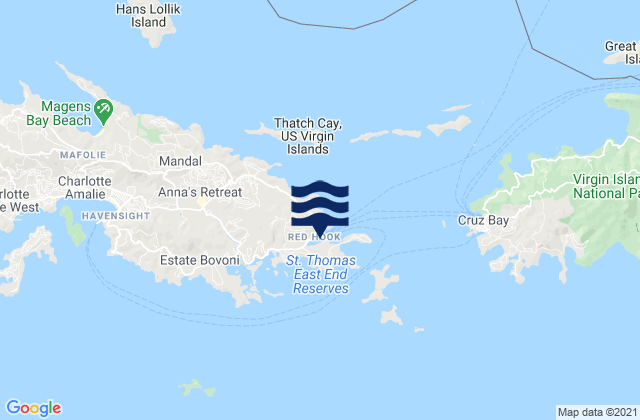 Mappa delle Getijden in Redhook Bay St. Thomas Island, U.S. Virgin Islands