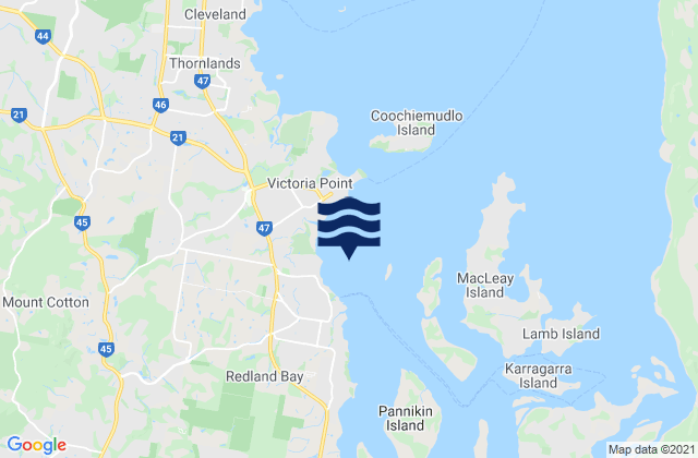 Mappa delle Getijden in Redland Bay, Australia