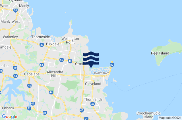Mappa delle Getijden in Redland, Australia