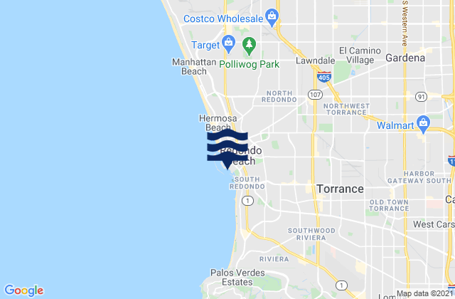 Mappa delle Getijden in Redondo Beach, United States