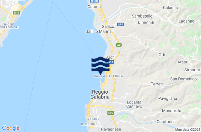 Mappa delle Getijden in Reggio di Calabria, Italy