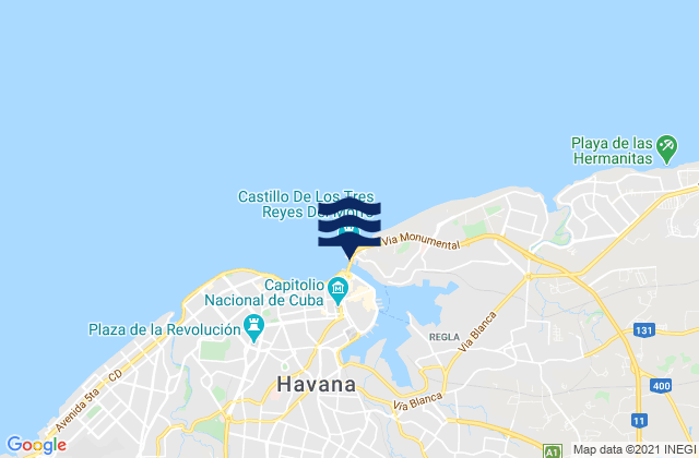 Mappa delle Getijden in Regla, Cuba