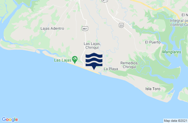 Mappa delle Getijden in Remedios, Panama