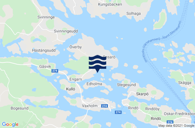 Mappa delle Getijden in Resarö, Sweden