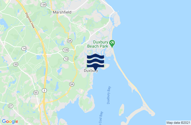 Mappa delle Getijden in Residents Beach Duxbury, United States