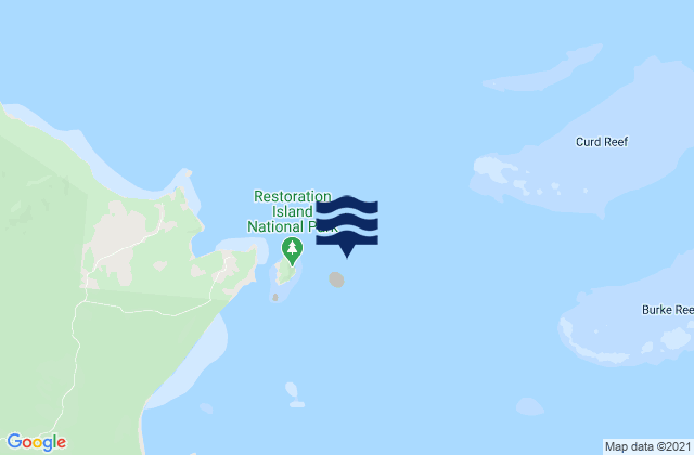 Mappa delle Getijden in Restoration Island, Australia