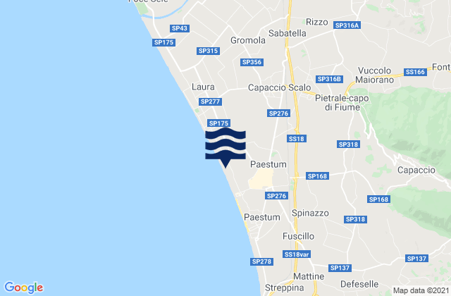 Mappa delle Getijden in Rettifilo-Vannullo, Italy