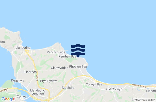 Mappa delle Getijden in Rhos-on-Sea, United Kingdom