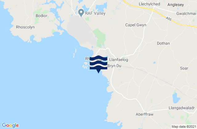 Mappa delle Getijden in Rhosneigr Beach, United Kingdom
