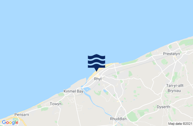 Mappa delle Getijden in Rhyl Beach, United Kingdom