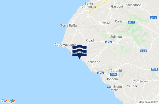 Mappa delle Getijden in Ricadi, Italy