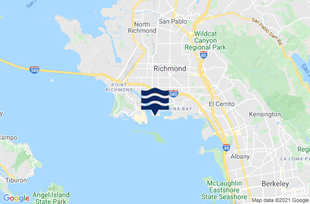 Mappa delle Getijden in Richmond Inner Harbor, United States