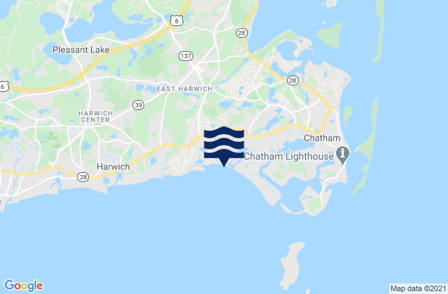 Mappa delle Getijden in Ridgevale Beach Chatham, United States