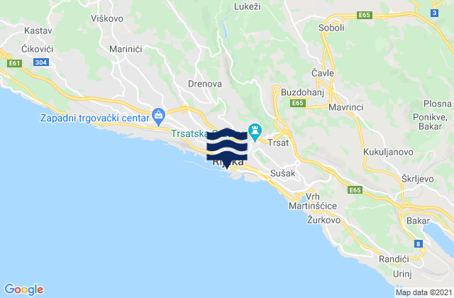Mappa delle Getijden in Rijeka, Croatia