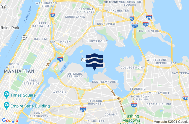 Mappa delle Getijden in Rikers I. chan. off La Guardia Field, United States