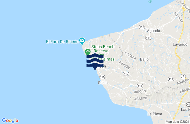 Mappa delle Getijden in Rincón, Puerto Rico