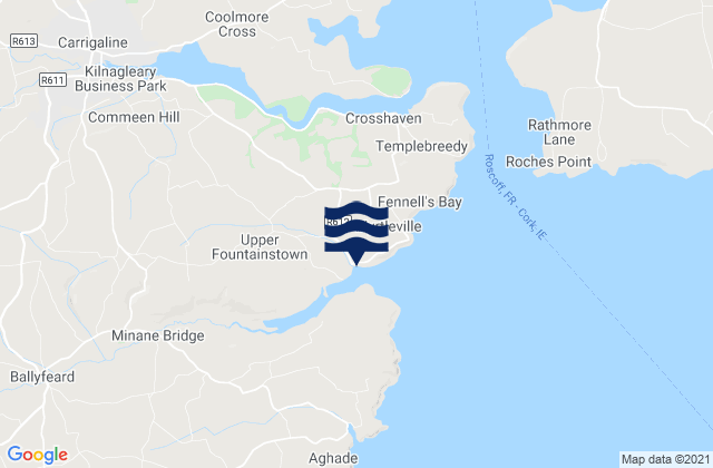 Mappa delle Getijden in Ringabella Bay, Ireland