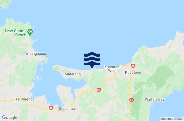 Mappa delle Getijden in Rings Beach, New Zealand