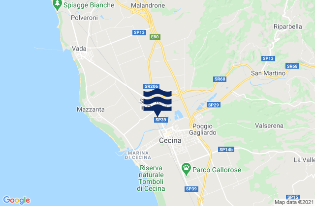Mappa delle Getijden in Riparbella, Italy