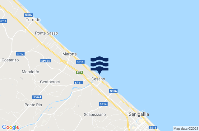 Mappa delle Getijden in Ripe, Italy