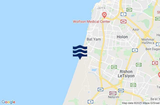 Mappa delle Getijden in Rishon LeẔiyyon, Israel
