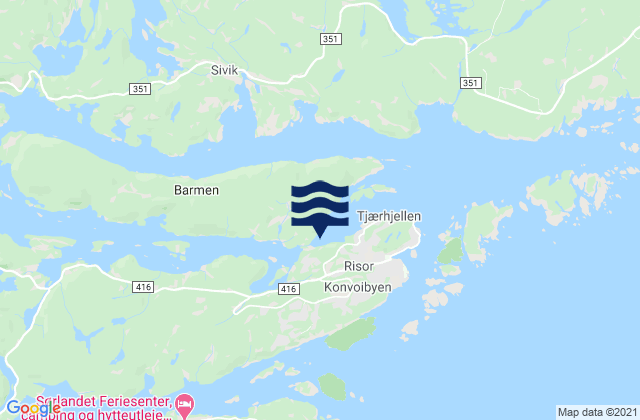 Mappa delle Getijden in Risør, Norway