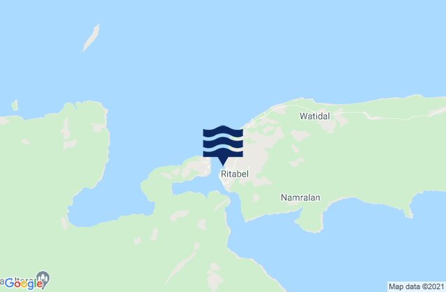 Mappa delle Getijden in Ritabel Bay Larat Island, Indonesia