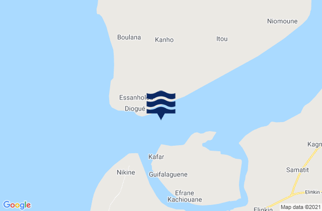 Mappa delle Getijden in Riviere Casamance entrance, Senegal