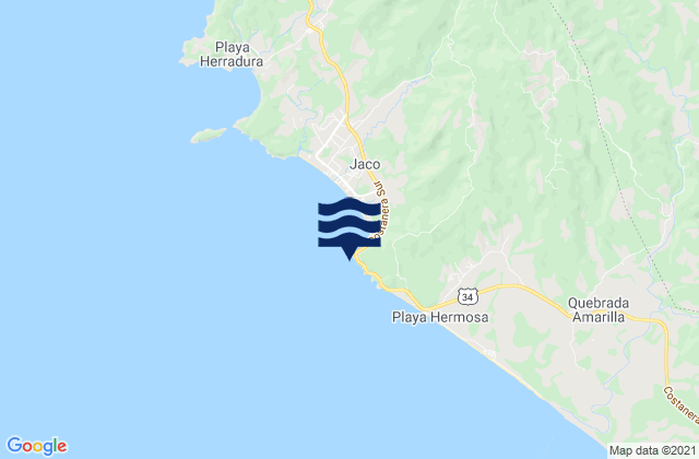 Mappa delle Getijden in Roca Loca, Costa Rica