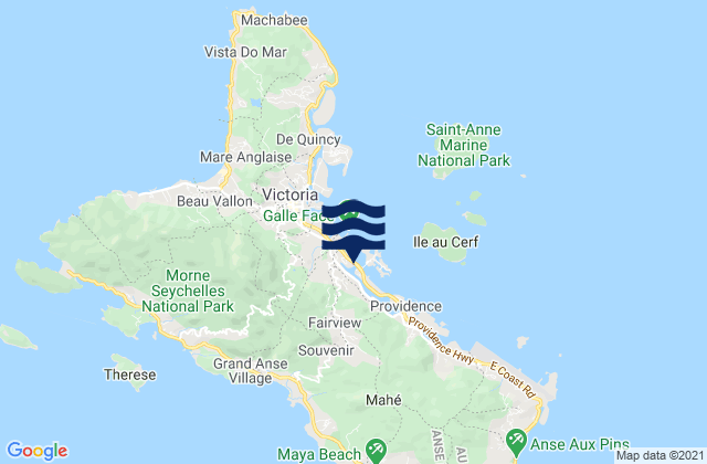 Mappa delle Getijden in Roche Caiman, Seychelles