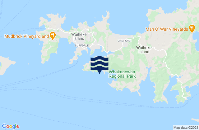 Mappa delle Getijden in Rocky Bay (Whakanewha Bay), New Zealand