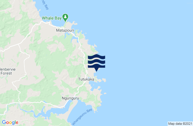 Mappa delle Getijden in Rocky Bay, New Zealand