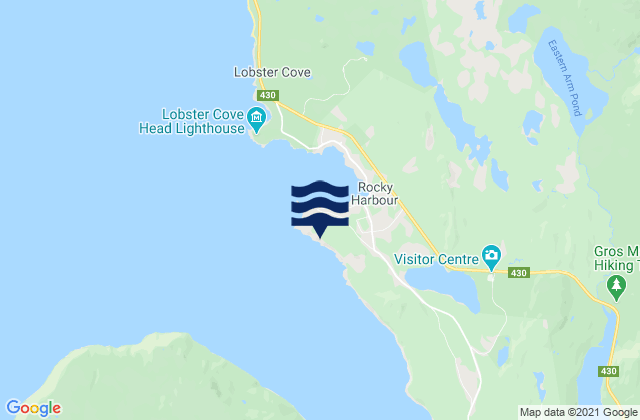 Mappa delle Getijden in Rocky Harbour, Canada