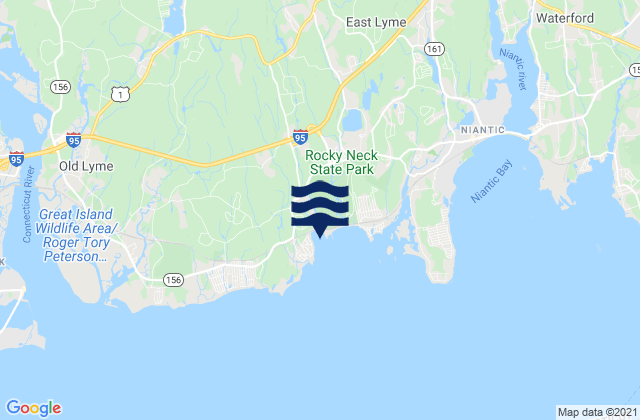 Mappa delle Getijden in Rocky Neck State Park Bathing Beach, United States