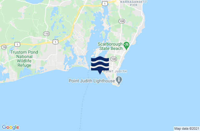 Mappa delle Getijden in Roger Wheeler State Beach, United States