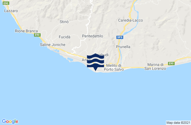 Mappa delle Getijden in Roghudi, Italy