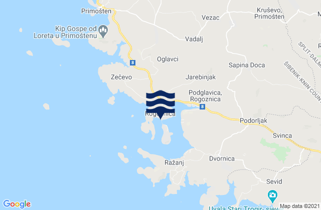 Mappa delle Getijden in Rogiznica, Croatia
