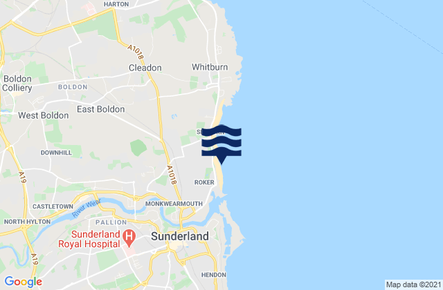 Mappa delle Getijden in Roker Beach, United Kingdom