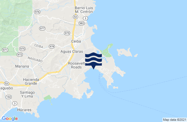 Mappa delle Getijden in Roosevelt Roads, Puerto Rico