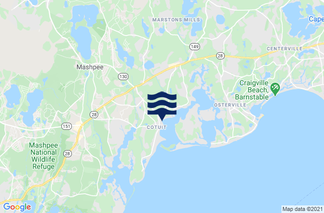 Mappa delle Getijden in Ropes Beach, United States